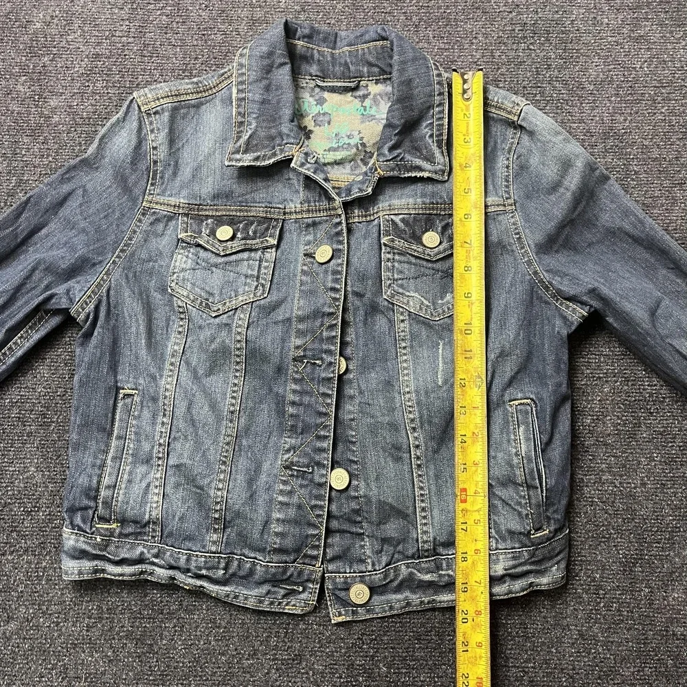 Y2K Aeropostale Cropped Denim Jacket Womens Large Button Front Collared Spring - Picture 5 of 8